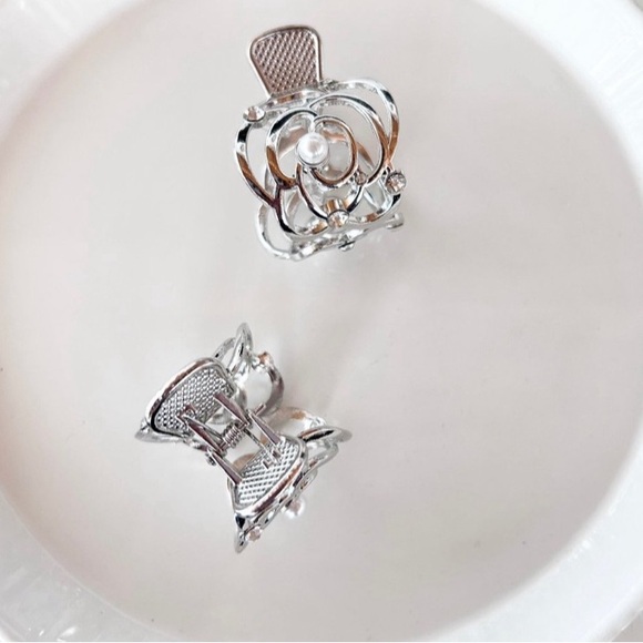 Silver Pearl and Rhinestones metal hair claw ponytail cover Ponytail Jewelry - Picture 2 of 4